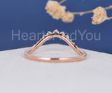 0.2ct Round Simulated Diamond Curved Dainty Pearl Wed Band 14k Rose Gold Plated