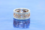 2.9ct Round Cut Diamond Wedding Band Wide Filigree Milgrain 14k Dual Gold Finish