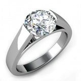 1ct Round Cut Diamond Stylish Solitaire Engagement Ring 14k White Gold Finish