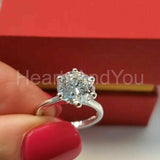 2.3ct Round Cut Moissanite 6 Prong Solitaire Women Ring 14k White Gold Plated