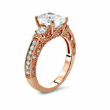 3Ct Oval Cut VVS1 Diamond Vintage Solitaire Engagement Ring 14K Rose Gold Finish