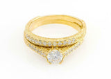 Filigree Bridal Set Engagement Ring 2ct Round Cut Diamond 14k Yellow Gold Finish