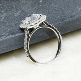 2.2ct Round Cut VVS1D Diamond Engagement Ring 14k White Gold Finish Halo Promise