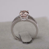 2.4ct Engagement Ring Oval Cut Peach Morganite Split Shank 14k White Gold Finish