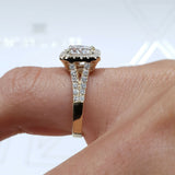 1.6ct Round Cut Diamond Split Band Halo Engagement Ring 14k Yellow Gold Finish