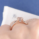 1ct Round Cut Simulated Morganite Dual Prong Split Band Ring 14k RoseGold Plated