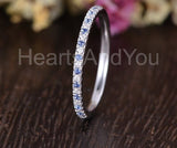0.3ct Round Cut Simulated Tanzanite Minimalist Wedding Band 14k WhiteGold Plated
