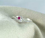 1ct Engagement Ring Round Cut Pink Ruby Two Stone Bypass 14k White Gold Finish