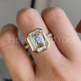 2.2ct Emerald Simulated Diamond Bezel Set Engagement Ring 14k Yellow Gold Plated