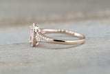 1.7ct Oval Cut Morganite Engagement Ring 14k Rose Gold Finish Halo Split Shank