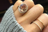 1.7ct Oval Cut Peach Morganite Halo Solitaire Engagement Ring 14k WhiteGold Over
