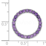 1ct Round Cut Simulated Purple Amethyst Hollow Disc Pendant 14k WhiteGold Plated