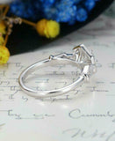 2.5ct Round Diamond Engagement Ring 14k White Gold Over Milgrain Hexagon Shape