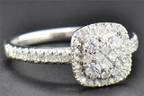 3Ct Princess Round Cut Diamond Cluster Halo Engagement Ring 14K White Gold Over