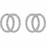 1ct Round Cut Diamond Intertwined Circles Stud Earring 14k White Gold Finish New