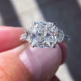 6Ct Cushion Cut Diamond Bridal Set Iced Engagement Ring 14K White Gold Finish