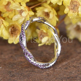 0.3ct Round Cut Simulated Amethyst Infinity Eternity Band 14k White Gold Plated