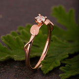 Leaf Solitaire Engagement Ring 1ct Round Cut VVS1D Diamond 14k Rose Gold Finish