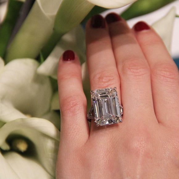 3ct Emerald Cut Diamond Cocktail Split Band Engagement Ring 14k White Gold Over