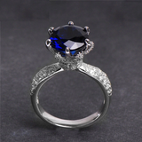 2ct Round Cut Blue Sapphire Engagement Ring 18k WhiteGold Over Accents Solitaire
