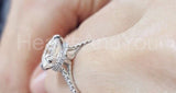2.2ct Cushion Cut Simulated Diamond Bridal Set Hidden Halo 14k White Gold Plated