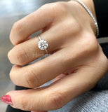 0.5ct Round Cut Moissanite Solitaire Women Engagement Ring 14k White Gold Plated