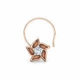 0.4ct Round Cut Diamond Floral Twist Nose Pin Ring Piercing 14k Rose Gold Finish