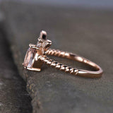 2ct Engagement Ring Oval Cut Peach Morganite Moth Butterfly 14k Rose Gold Finish