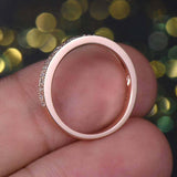 1.5ct Round Cut Diamond Wedding Band Milgrain Half Eternity 14k Rose Gold Finish