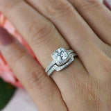 2ct Cushion Cut Diamond Bridal Set Engagement Ring Band 14k White Gold Finish
