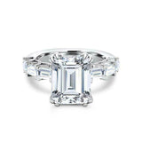 3.5ct Emerald Cut Diamond Milgrain Solitaire Engagement Ring 14K White Gold Over
