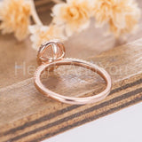 1ct Oval Cut Simulated Peach Morganite Accented Halo Ring 14k Rose Gold Plated