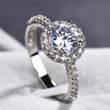2.3ct Round Diamond Engagement Ring 14k White Gold Finish Halo Solitaire Women
