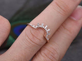 0.5ct Baguette Cut Diamond Sunshine Crown Wedding Band 14k Rose Gold Finish