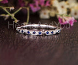 0.3ct Round Cut Simulated Sapphire Stacking Wedding Band 14k White Gold Plated