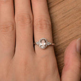 1.7ct Engagement Ring Oval Cut Peach Morganite Diamond Halo 14k WhiteGold Finish