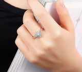 2.8ct Round Cut Diamond Engagement Ring 14k White Gold Finish Flower Solitaire