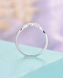 Curved Minimalist Wedding Band 0.5ct Marquise Cut Diamond 14k White Gold Finish