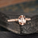 1ct Oval Cut Champagne Morganite Elegant Engagement Ring 14k Rose Gold Finish
