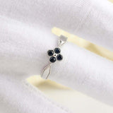 1ct Round Cut Blue Sapphire Floral Milgrain Solitaire Ring 14k White Gold Finish