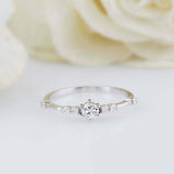 1ct Round Cut Diamond Engagement Ring Minimalist Solitaire 14k White Gold Finish