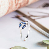 1.2ct Marquise Cut Blue Sapphire 3 Stone Leaf Design Ring 14k White Gold Finish