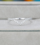 0.55ct Round Cut Moissanite Curved Stacking Wedding Band 14k White Gold Plated