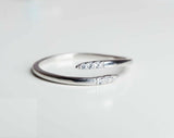 0.3ct Round Cut Diamond Engagement Ring Bypass Minimalist 14k White Gold Finish