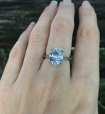 1.2ct Oval Cut Blue Aquamarine Engagement Ring Solitaire 14k White Gold Finish