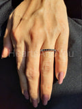 0.1ct Round Simulated Black Diamond Minimalist Wedding Band 14k WhiteGold Plated