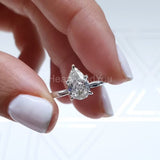 0.4ct Pear Cut Simulated Diamond Solitaire Engagement Ring 14k White Gold Plated