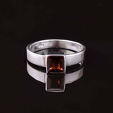 0.35ct Engagement Ring Princess Cut Red Garnet Solitaire 14k White Gold Finish