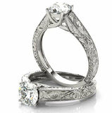 1ct Round Diamond Antique Vintage Women Engagement Ring 14k White Gold Finish