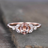 1ct Engagement Ring Oval Cut Morganite Leaf Accent Solitaire 14k Rose Gold Over